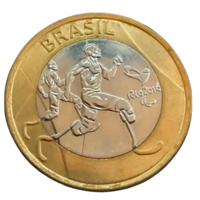 Moeda Brasil 1 Real 2015 Atletismo Paraolímpico
