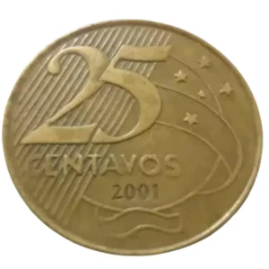 Moeda Brasil 25 Centavos 2001