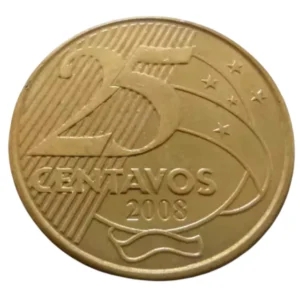 Moeda Brasil 25 Centavos 2008