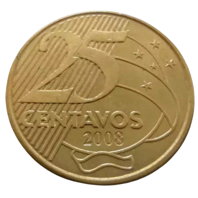 Moeda Brasil 25 Centavos 2008