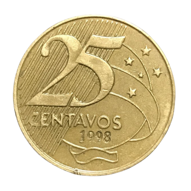 Moeda Brasil 25 Centavos 1998