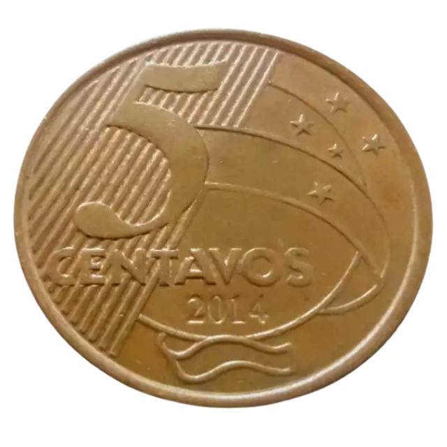 Moeda Brasil 5 Centavos 2014