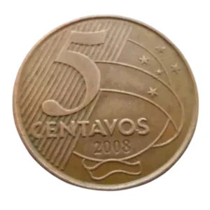 Moeda Brasil 5 Centavos 2008 Escassa