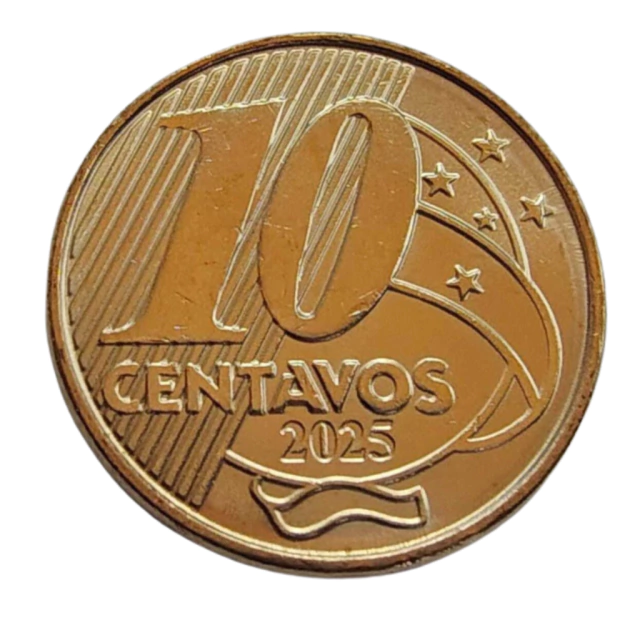 Moeda Brasil 10 Centavos 2025 Flor de cunho