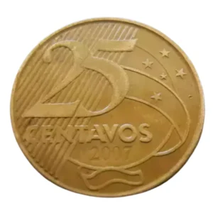 Moeda Brasil 25 Centavos 2007