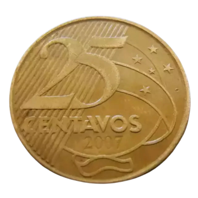Moeda Brasil 25 Centavos 2007