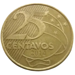Moeda Brasil 25 Centavos 2014