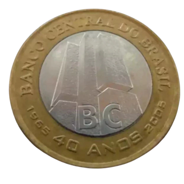 Moeda Brasil 1 Real 2005 40 anos Banco Central