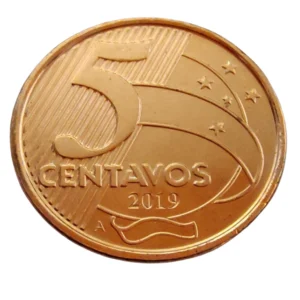 Moeda Brasil 5 Centavos 2019 Letra A - Flor de Cunho