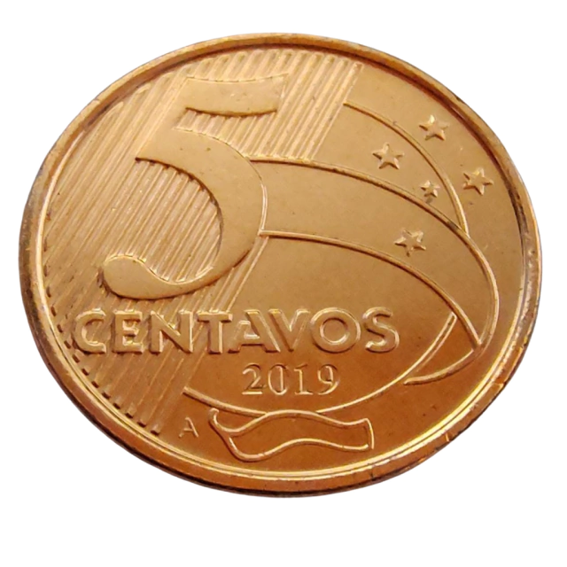 Moeda Brasil 5 Centavos 2019 Letra A - Flor de Cunho