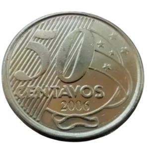 Moeda Brasil 50 Centavos 2006 Escassa