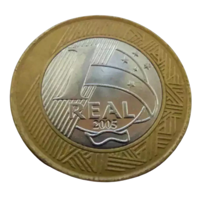 Moeda Brasil 1 Real 2005 40 anos Banco Central - Imagem 2