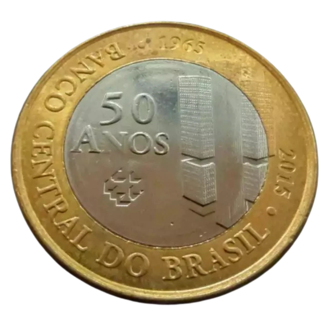 Moeda Brasil 1 Real 2015 50 anos Banco Central