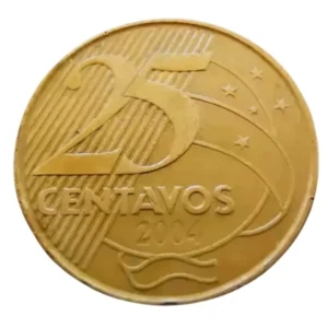 Moeda Brasil 25 Centavos 2004