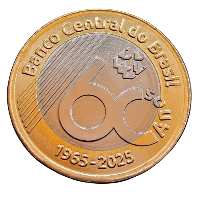 Moeda Brasil 1 Real 2025 Banco Central 60 anos
