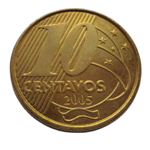 Moeda Brasil 10 Centavos 2005 Flor de Cunho